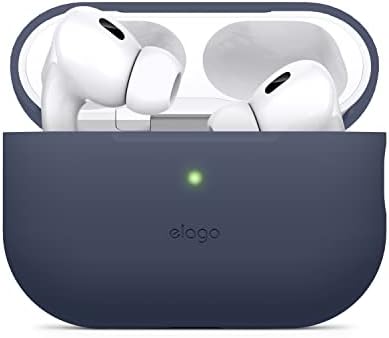 elago е Съвместим с калъф AirPods Pro 2 (2022), Защитен силиконов калъф е Съвместим с калъф Apple AirPods Pro 2-ро поколение, видими отпред led, поддържа безжична зареждане [Нощно сияние ?