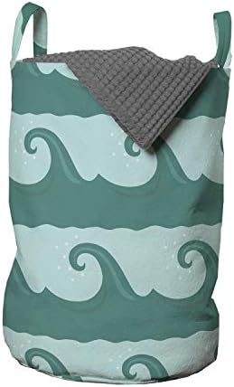 Чанта за дрехи Ambesonne в морски стил с Анимационни модел През океанските вълни в пастелни цветове, Кошница за