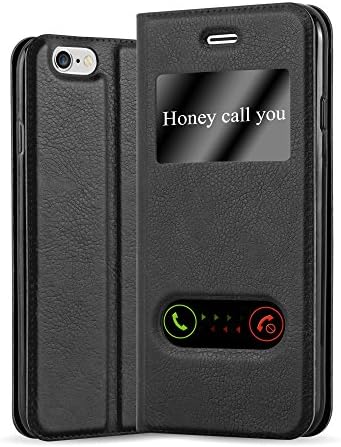 Калъф-за награда Cadorabo, съвместим с Apple iPhone 6 Plus /iPhone Plus 6S, Кометата Black - с магнитна закопчалка, 2 платформи за гледане прозорци и функция влакчета в Чантата си Etui Cover, ка?