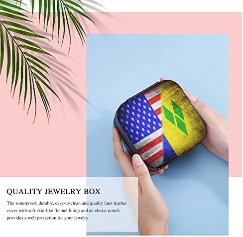 Знамена на САЩ и Сейнт Винсент и Гренадини Кутии за Бижута, Изкуствена Кожа Портативен Дисплей Кутия За Съхранение на Притежателя Мини-Торбичка за Подарък Жени