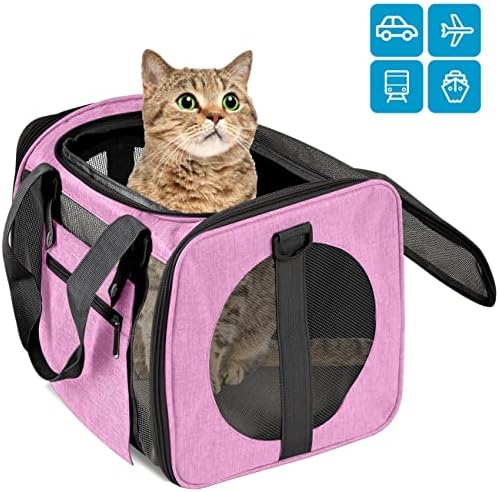 Раница за котки MHYFC, Мека Двустранен чанта за домашни любимци, Чанта за транспортиране на Котки с мрежесто прозорец,