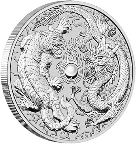 Китайски Зодиак Стил Главата на Тигър сребърно покритие Възпоменателна Монета Колекция от Животни С Релефни Дракон