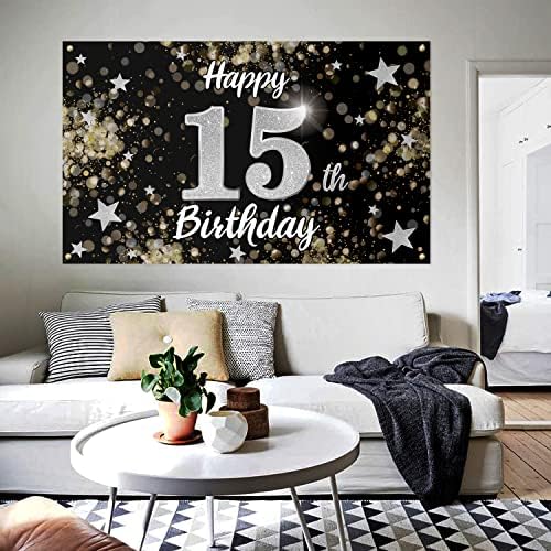 Nelbiirth С 15-тия рожден ден на черно-сребърна звезда, Голям банер - Поздрави с Пятнадцатилетним честит Рожден