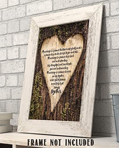 TJ Originals Стенен арт с вдъхновяващ цитат за любовта Бракът е обещание - печат на снимки във формата на сърце