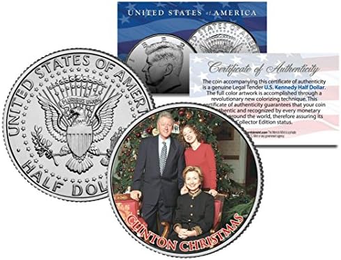 Коледен Коллекционный предмет на Изкуството Клинтън Монета Кенеди в Полдоллара и Сертификат Бил Хилъри Челси