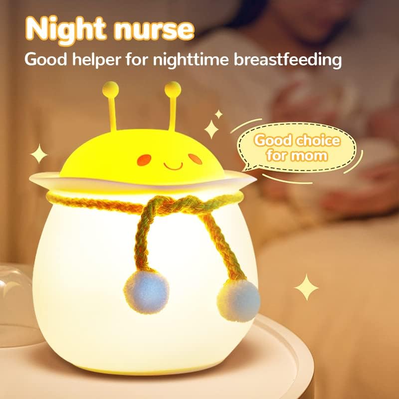 RQUKWRD лека нощ за деца, на Сладко Малко Пчелен нощна светлина, Лампа за детска Спалня със сензорен датчик, 7 Цвята,