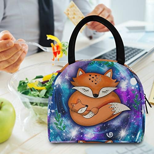 Случайна чанта за обяд Дамски - Baby Mother Fox Space Големи Запечатани Торби за Обяд с плечевыми ремъци за работа