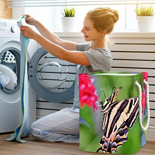 Кошница за дрехи MAPOLO Пеперуда в Цвете Сгъваема Кошница за съхранение на бельо с Дръжки Подвижни Скоби Добре да
