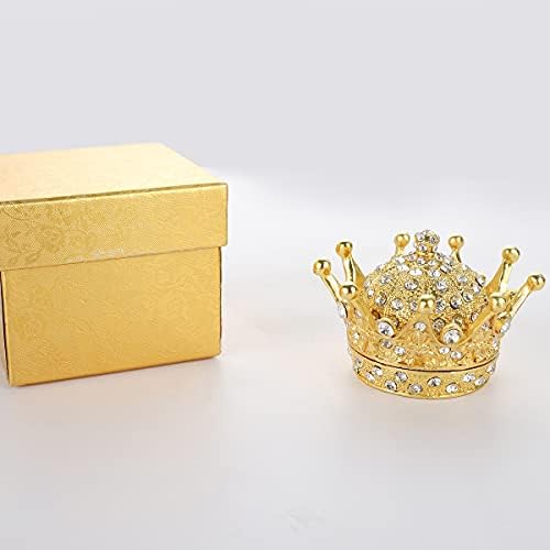 LONGSHENG - 2001 г. - Ръчно Рисувани Златна Корона Фигурка Бижута Кутия За Украшения Сватбен Подарък Пръстен на