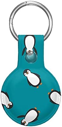 Защитен калъф за проследяване въздушни етикети от изкуствена кожа с доста забавни пингвини, син калъф за въздушни