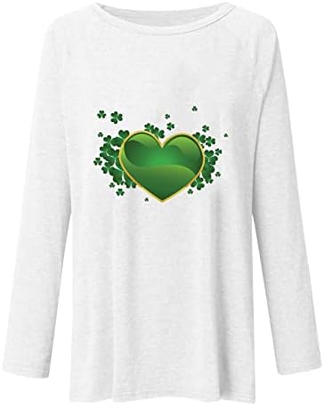 Блузи-ризи за Жени с Къс ръкав St Patricks Day Скрие Корема Зелен Цвят Тениски с четири листа Детелина Свободно