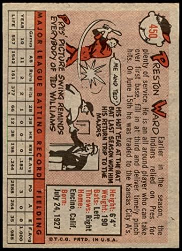 1958 Topps 450 Престън Уорд Канзас Сити Атлетикс (Бейзболна картичка), БИВШ атлетикс