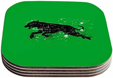 Поставка за животни KESS InHouse BarmalisiRTB Черно куче, зелени (комплект от 4 броя), 4 х 4 инча, различни цветове