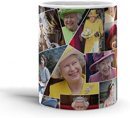 PRETTYPETS Бели Чаши, Кралица на Пътуване Елизабет Ii Коледа Керамични Чаши За Рожден Ден Чаена Чаена Чаша 11 Грама Подаръци За Приятел на Семейството
