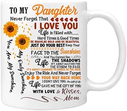 Чаша Sunflower за дъщеря ми. Никога не забравяй, обичам Те - Ти си Моето Слънце, Подарък от мама за Коледа, Сватба,