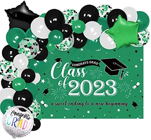 Вансолинн 2023 Комплект бижута за бала партита Зелено-Черен Клас Поздрави Фон за бала Банер балони Венец Идеи Фон