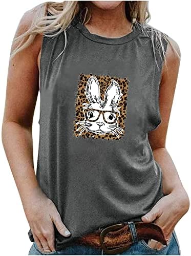 Женска тениска с изображение на Смешно Зайчета, Блузи без ръкав, с кръгло деколте и Принтом, Ежедневни Летни Тениски,