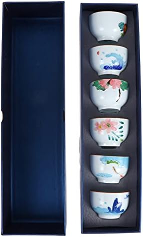 Комплекти Luxshiny Бял Комплект съдове за готвене 6шт Керамични Чаши Чай Китайска Чаша Кунг Футеа Чаши за Кафе Керамични