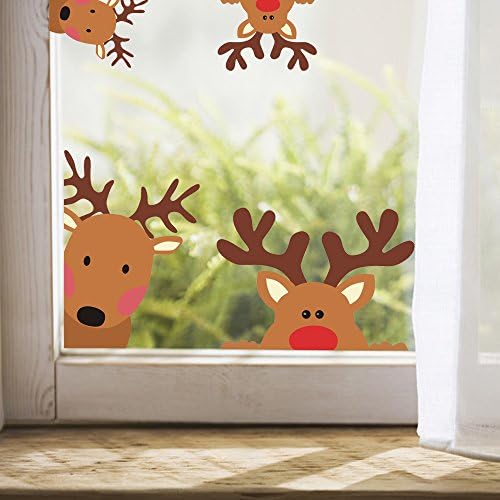 Етикети към прозореца с елени TOARTi, Очарователен Стикери за стена с Елени за декор на детска стая, Прекрасна Коледна