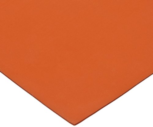 Силиконов лист, Оранжево, Дебелина 0,062 инча, Ширина 6 см, Дължина 6 см, Дюрометр 50А, MIL-ZZR-765
