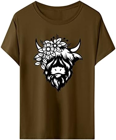 Женска Тениска с изображение на Крава, Летни Тениски С Образа на Животни, Летни Блузи с Кръгло деколте и Къс Ръкав,