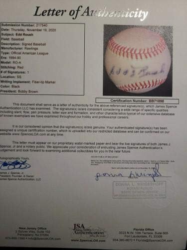 Edd Руш, главен изпълнителен директор на JSA, автограф, Член на Борда на Американската лига бейзбол с Автограф от