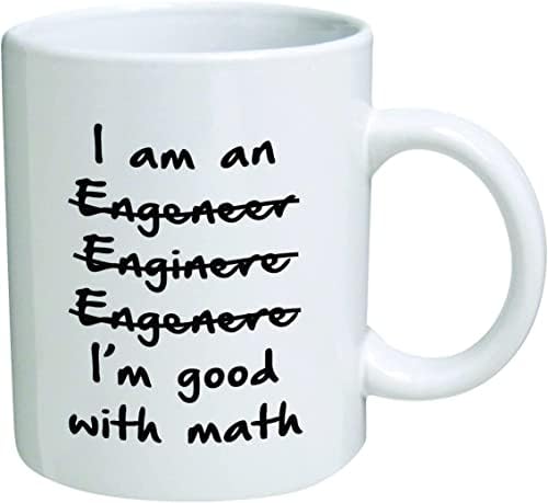 della Pace Уайт Инженер Съм Добър с математиката 3 Пресечена Линия 11 Грама Забавно Кафеена Чаша