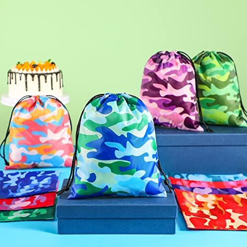Amylove Камуфляжные чанти дантела прозорци за партита за деца, многоцветен вратовръзка, подарък пакет за парти,