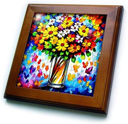 3. Сложете красиви летни цветя в стъклена ваза. Листенца окапват. - Плочки, в рамката (ft-374974-1)