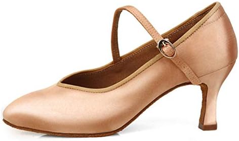 JUODVMP/Дамски Модерни Танцови обувки със затворени пръсти и Т-Образно Каишка За Професионална Латино Салса, Бални