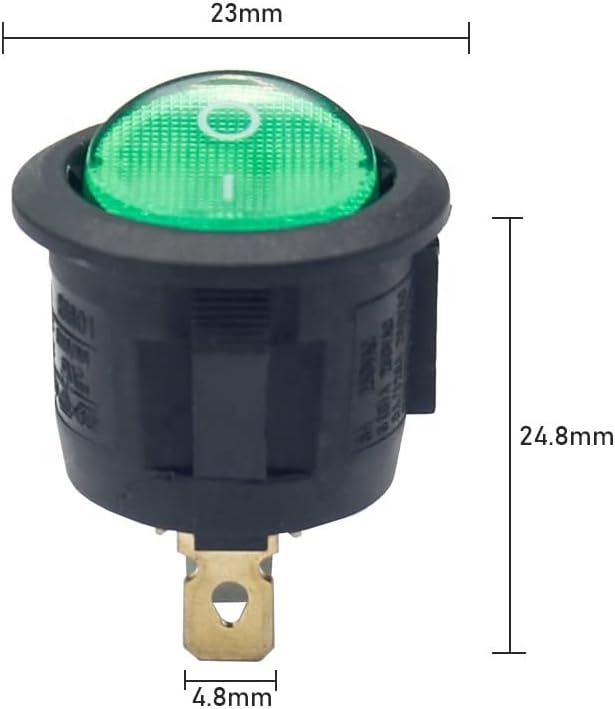 (1 опаковка) Въртящи се превключватели Leci RS601 6A 250V SPST Вкл Изкл с зелена светлина - (Цвят: черен)