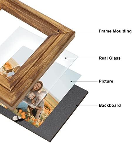 Вертикални и хоризонтални рамки за снимки WISADD 5X7, Двойно Сгъваеми Дървени Рамки с фасада от истинско стъкло,
