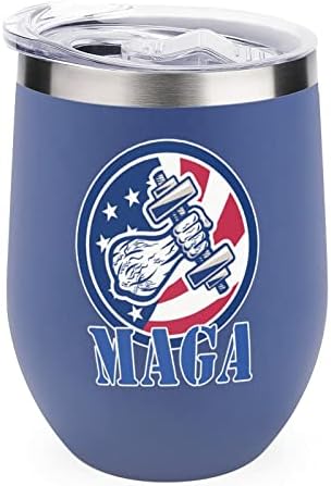 Американски Флаг MAGA Fist Power Бутилка, Чаша с Капак Изолиран Чаша От Неръждаема Стомана Двойни Стени на Офис