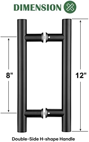 Плъзгаща се Врата на Бараката ROYMELO 12 Инча, Двухтактная Дръжка, Двустранни Дръжки H-Образна форма за Стъклени