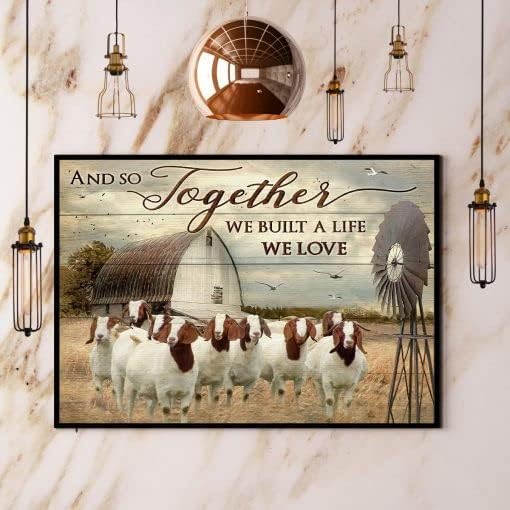 Бурские кози И Така заедно Сме изградили живота, който ние обичаме Плакат на Арт Стенен Декор (Платно в рамка, 14x11)