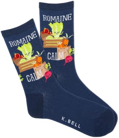 K. Bell Дамски чорапи Romaine Спокойно Crew, 1 Чифт в опаковка, Romaine Спокойно (синьо), Размер на обувките на