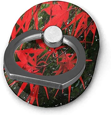 Държач за пръстени с червени листа през есента, поставка за мобилен телефон с пръстен, регулируем държач за захващане