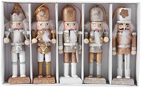 KESYOO Коледен Лешникотрошачката Окачен Комплект от 5 бр. Дървени Кукли, Декорация на Коледни Дървени Кукли, Украшение,