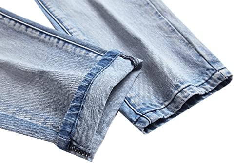 Скъсани издържат дънки за мъже, директни тесни дънкови панталони, всекидневни реколта дънки в стил хип-хоп с дупки