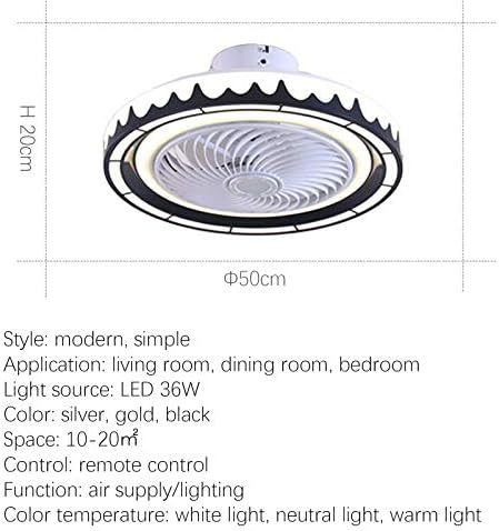 Тавана лампа NZDY Fan вентилатор на Тавана с led подсветка и дистанционно Управление с 3 Платна Фен Творчески Невидим
