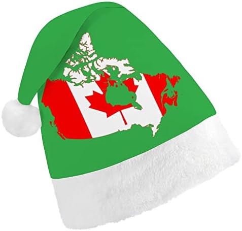 Коледна Шапка с Флага на Канада, Шапки на Дядо Коледа, Къси Плюшени Шапки с Бели Ръкавели за Мъже И Жени, на Коледна