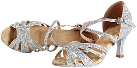 HIPPOSEUS/Дамски обувки за латино танци балната зала с кристали, Модерни Вечерни обувки за танго и Салса, Ток 7,5