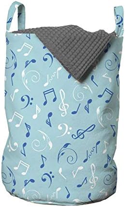 Чанта за дрехи Ambesonne Music Note, Ретро фигура под формата на тази астрахан, Плаващ Около Къдрици и Вълни, Кошница за дрехи с дръжки, Закрывающаяся на шнур, за пране, 13 x 19, Б?