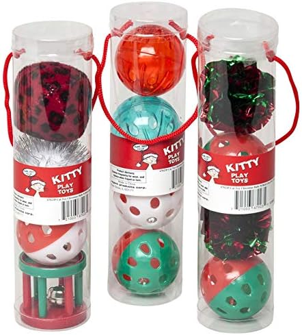 Regent Products Corp Разнообразни Коледни топки със Звънци Играчка за домашни любимци 4 бр. - Опаковки от: 1;