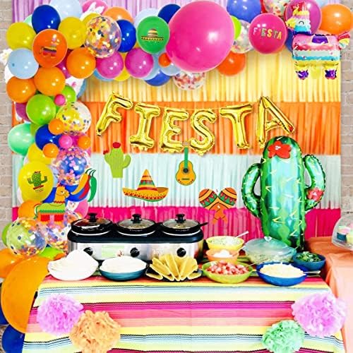 Украса за парти Fiesta Венец от балони Fiesta Балон от фолио с Кактуси, Мексикански Набор от бижута за душата на детето Cinco de Mayo, Балони, Конфети с балони от фолио Лама за па