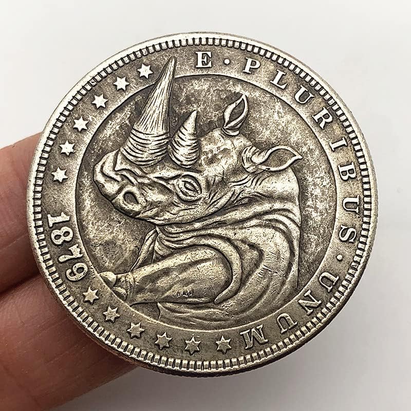 1879 Африкански носорог, домашни любимци, антични мед, старо сребро, колекция от възпоменателни монети, монета с релефни, блуждающая медни сребърна монета