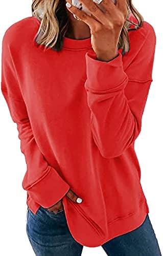 FANGJIN Дамски Есен Hoody с дълъг Ръкав, Модерен Случайни Цветен Блок, Свободен Пуловер, Блузи, Ризи