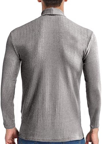 Мъжки ризи с високо воротом, Пуловер в рубчик с дълъг ръкав, Пуловер с Базов дизайн, Тениски с Еластична Облегающим