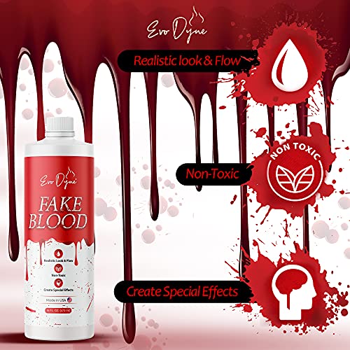2 опаковки фалшив кръв Evo Dyne (16 течни унции), Произведено в САЩ | Бутилка Кръв вампир на Хелоуин за костюми