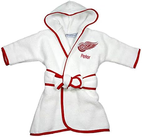 Индивидуален детски халат Detroit Red Wings - Детски халат за баня с качулка и бродирани логото, Плюшен Памучен